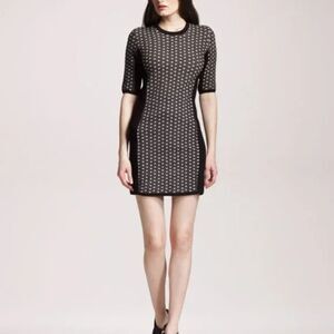 Rag & Bone Datia Knit Mini Sweater Dress Small Short Sleeve Black White